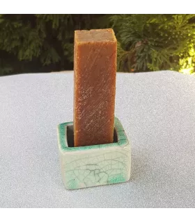 Porte dentifrice solide en céramique vert d'eau type raku