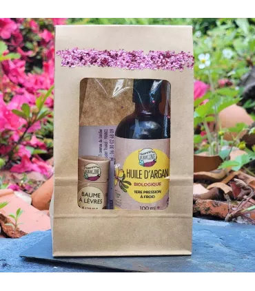 Coffret Argan - huile d'argan et baume à lèvres argan