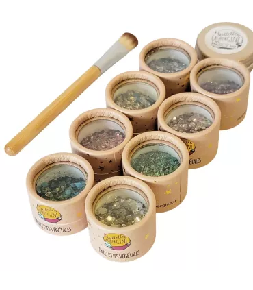 Kit paillettes Etoiles (8 pots de paillettes + karité + pinceau)