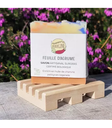 Coffret Lumière - savon feuille d'agrumes et porte savon bois Jura
