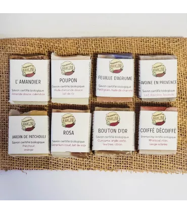 Set of 8 old processed mini soaps