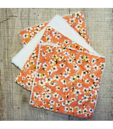 4 Lingettes démaquillantes - liberty fleurs terracotta