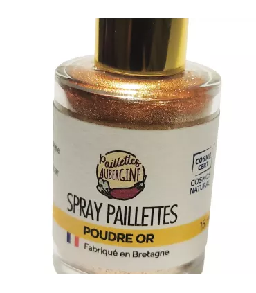 Aubergine Glitters Spray ★ Gold Powder ★ mineral ★ Cosmos certified