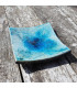 Soap holder blue colour with raku style for bath or shower