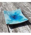 Soap dish blue raku ceramic