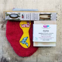 Kid hygiene kit with bordeaux glove with origami and kid soap