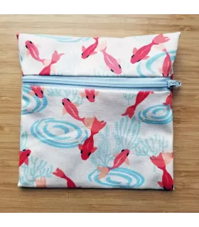 Pochette de transport coton enduit avec carpes koï