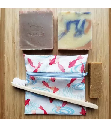 Summer cosmetics kit zero waste for transporting soaps solid toothpaste