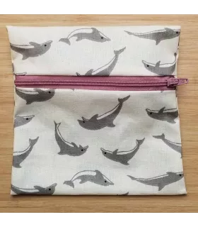 Pochette de transport coton enduit avec dauphins