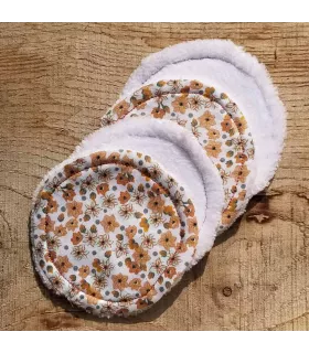 4 Cleansing bamboo face wipes - make up removal - flowers